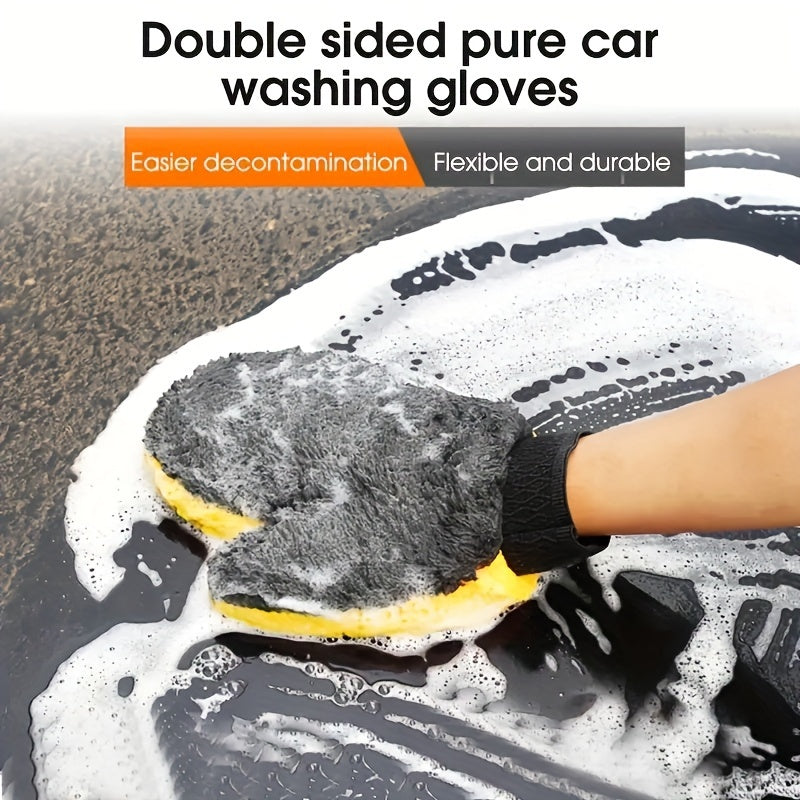 Microfiber Car Wash Glove Scratch-Free Reusable Dual-Sided Sponge