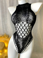 Women Sheer Mesh Bodystocking Plus Size Open Crotch Cover Up