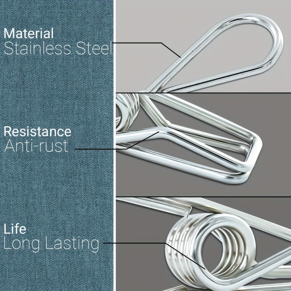 10pcs Stainless Steel Wire Clips Large Medium Small Multi-Functional Clips for Clothes Laundry