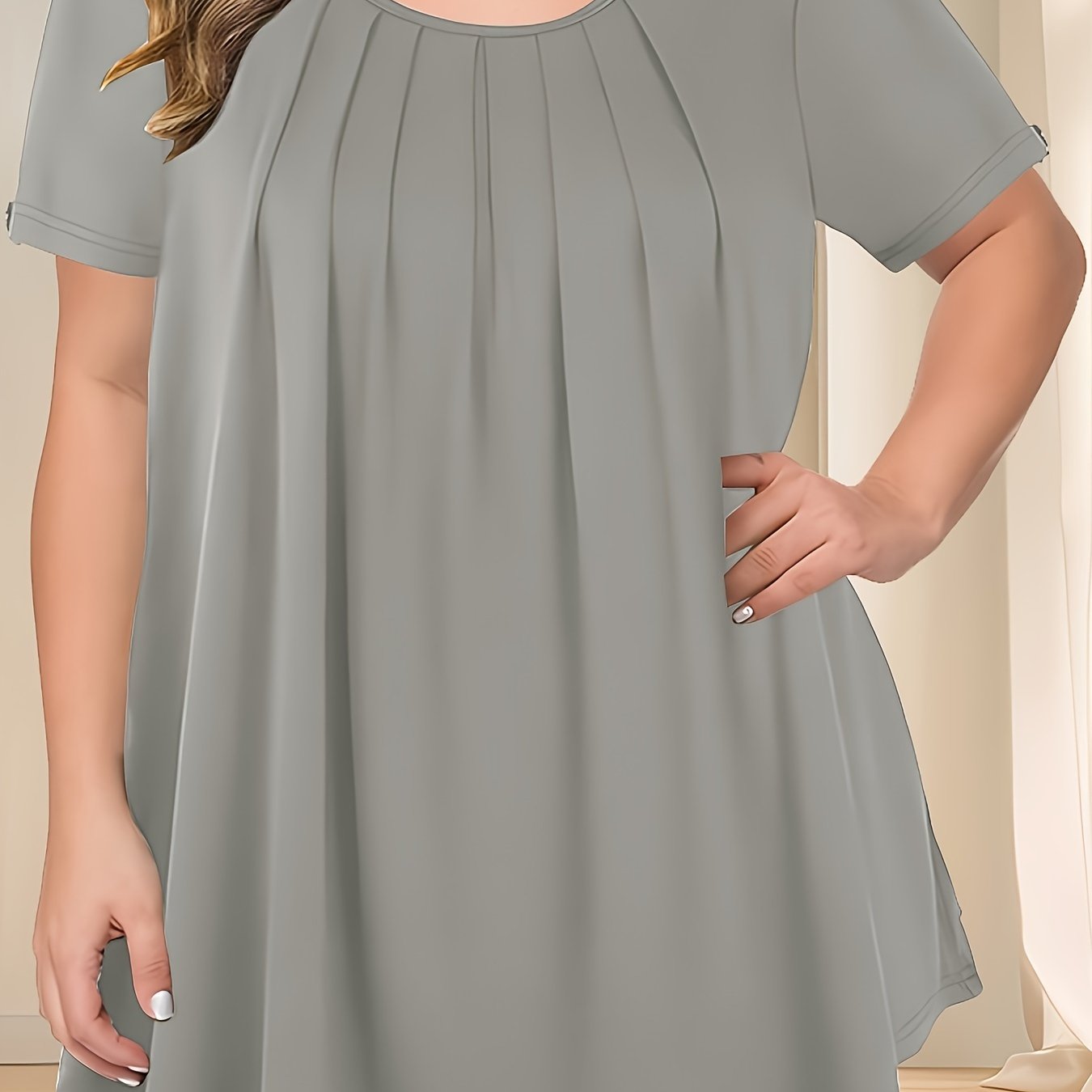 Women’s Plus Size Short Sleeve Blouse Polyester Casual Spring Summer