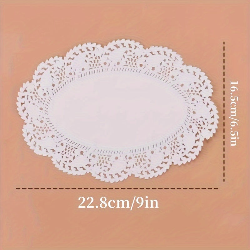 50 Pieces Lace Paper Oil Absorption Pads Cake Baking Pizza Food Pads in 3 Shapes