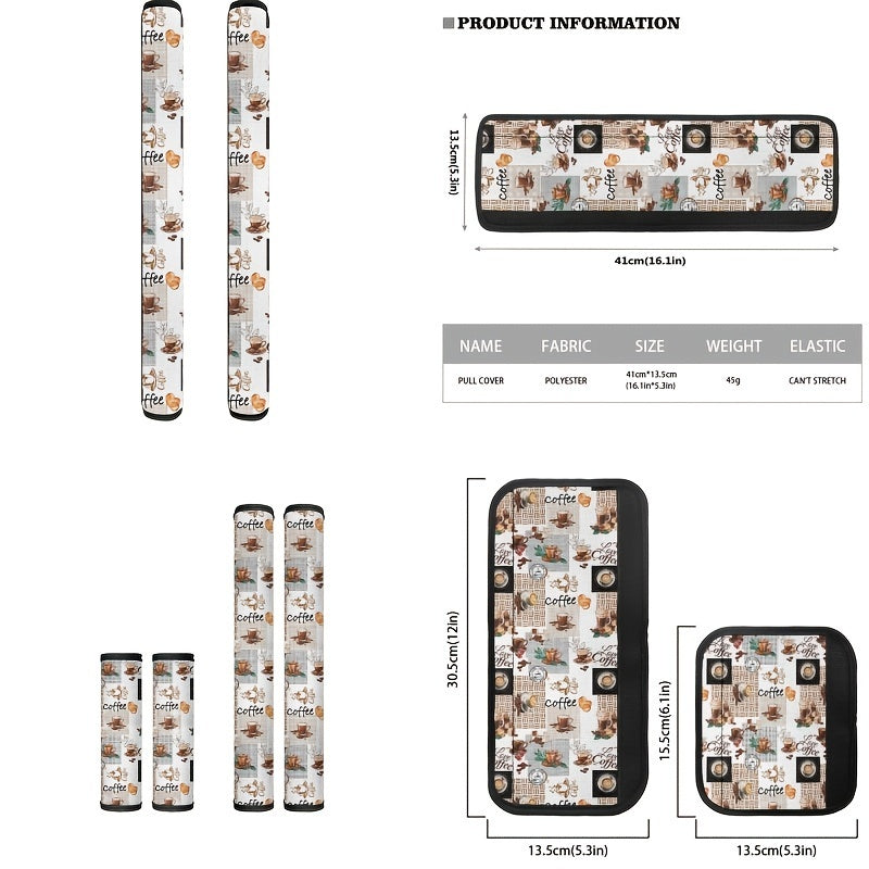 6pcs Refrigerator Handle Covers Polyester Anti-Scratch Stain-Resistant Kitchen Protectors