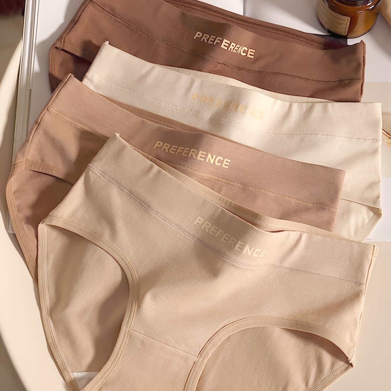 Women’s Seamless Cotton Bikini Briefs 4-Pack with Alphabet Pattern