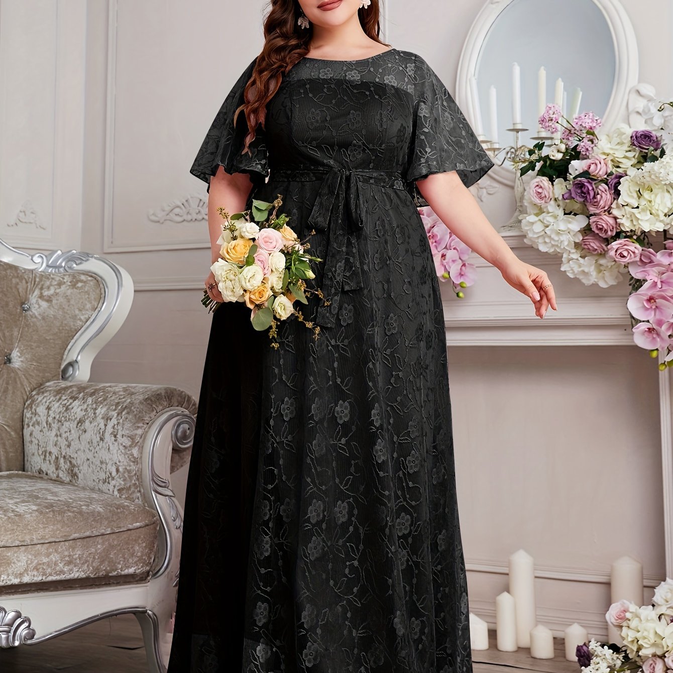 Plus Size Summer High-Waisted Lace Skirt for Women All-Season Elegant Long Length