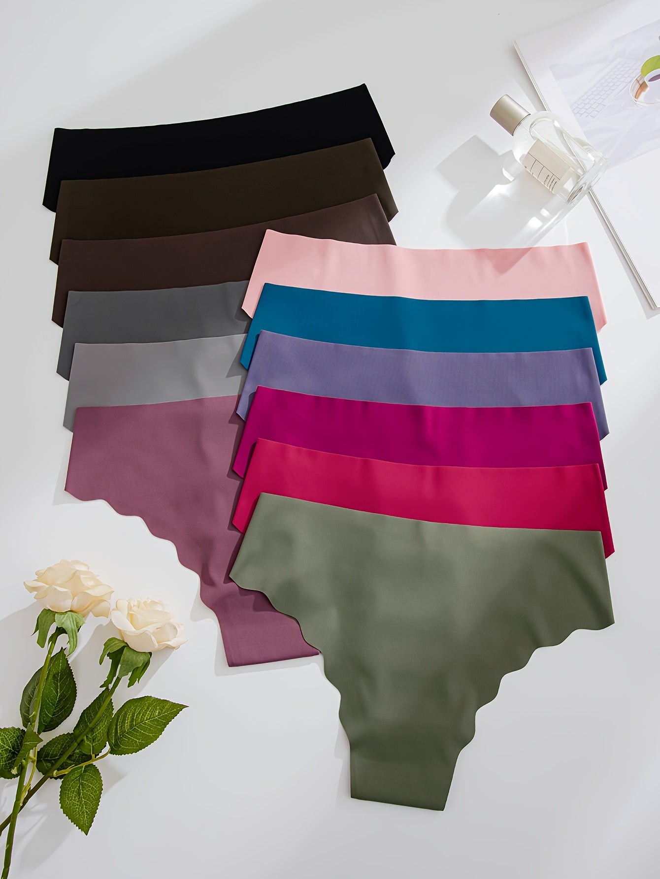Women's Seamless Hipster Briefs 12 Pack Solid Color Low Waist Panties