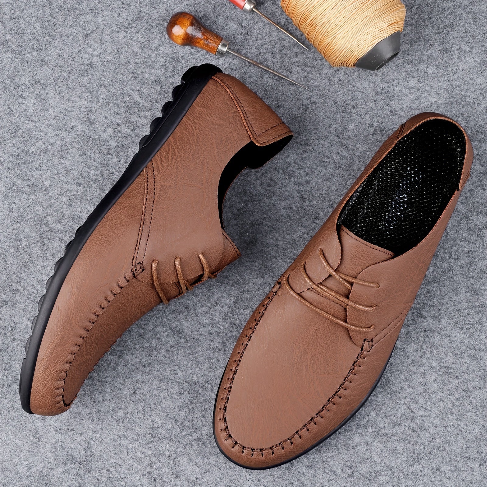 Erkaklar uchun teridan yasalgan loaferlar, tashqi makon uchun, kundalik kiyim, qora, 9 o'lcham