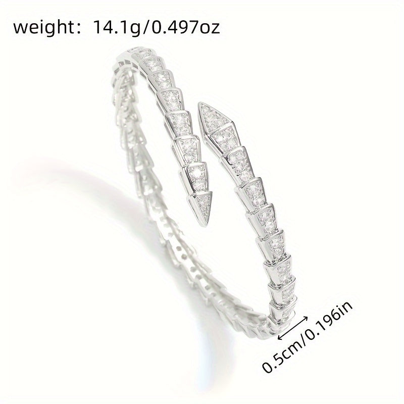 Snake Bone Cuff Bracelet with Zirconia for Women Stylish Jewelry Gift