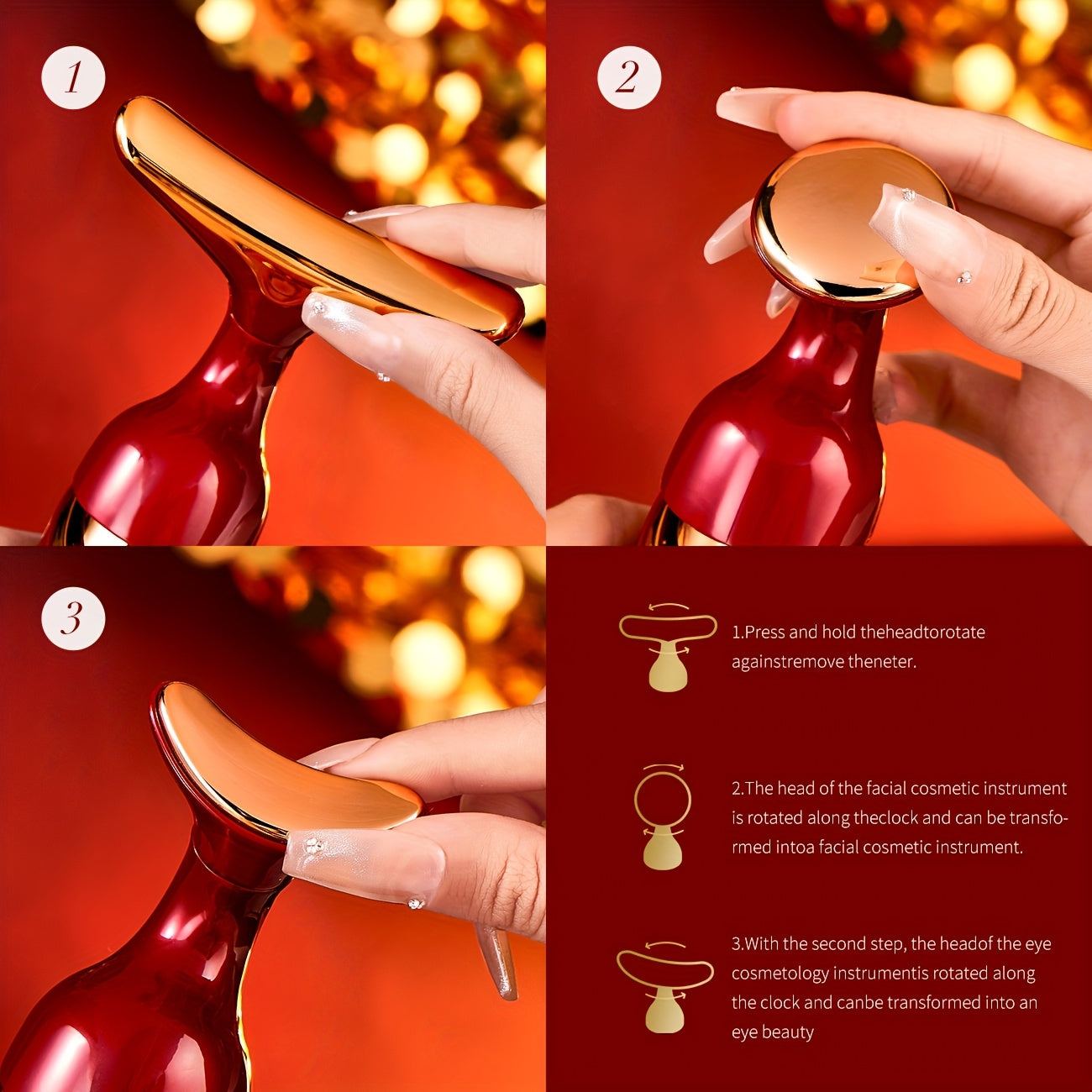 4-in-1 Facial and Eye Massager Battery Operated Formaldehyde-Free for Men and Women