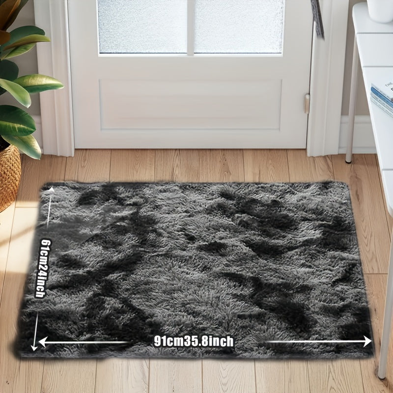 Plush Tie-Dye Indoor Rug Non-Slip Stain-Resistant Machine Washable Polyester Mat for Living Room or Bedroom