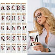 16oz Frosted Glass Cup with Bamboo Lid for Outdoor Camping