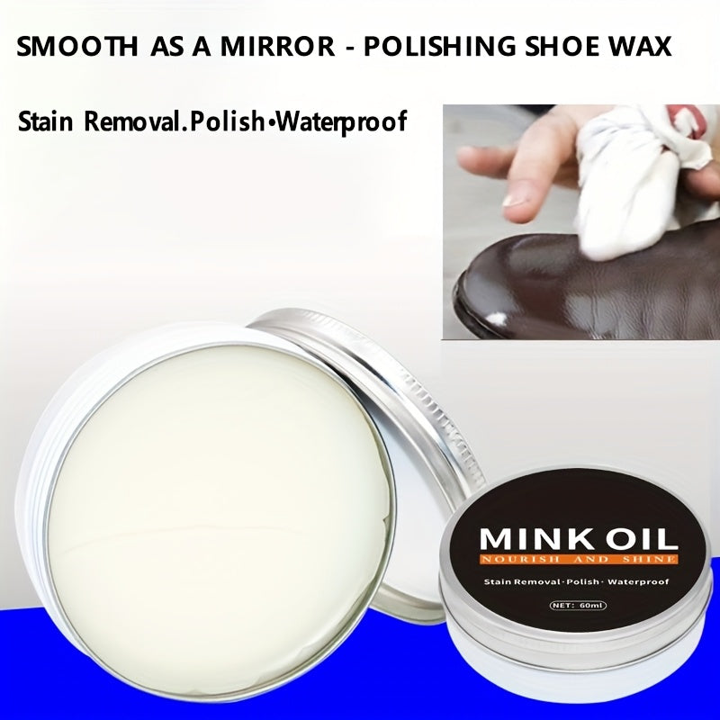 Leather Shoe and Leather Care Wax Set with Polishing Sponge and Oil
