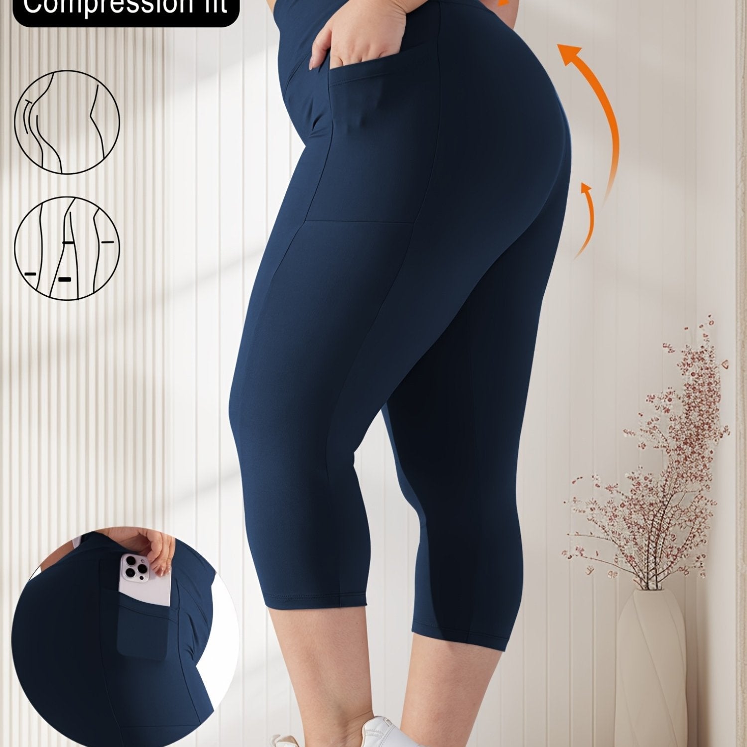 Plus Size Women's Skinny Capris Leggings Casual Crop Spring Summer