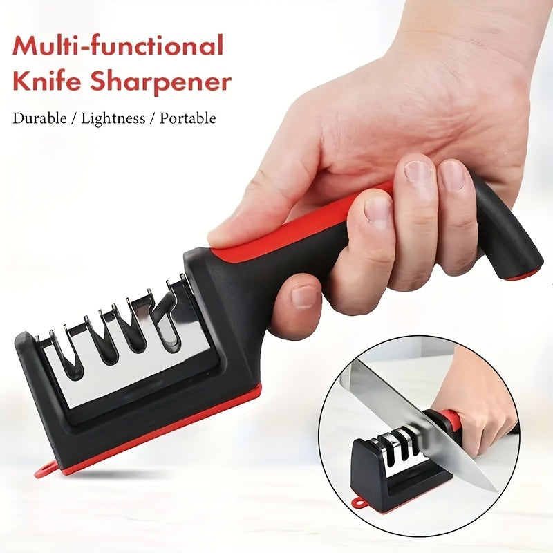 Kitchen Knife Sharpener, Hangable Four-Section Multi-Functional Handheld Tool