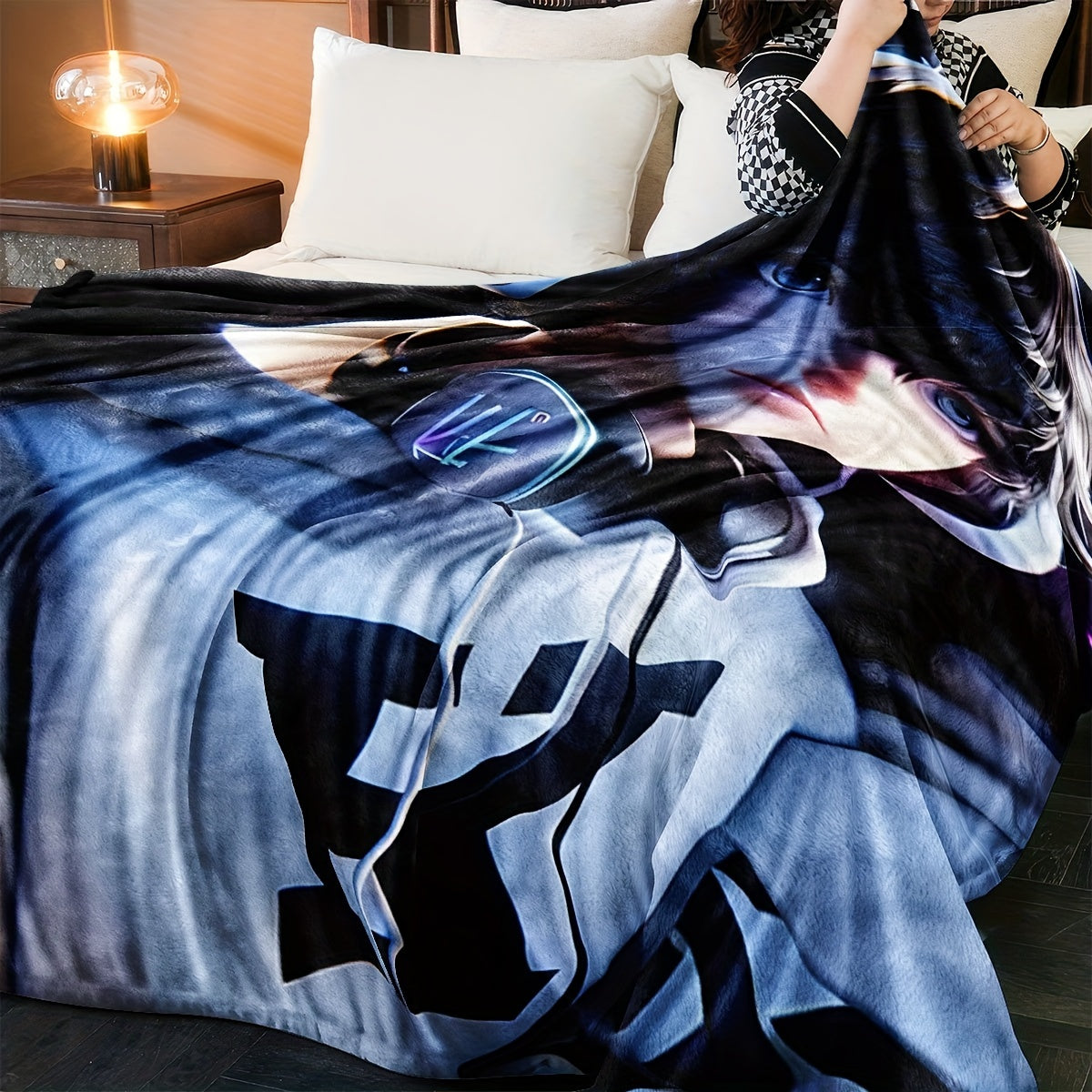 Music Melody Throw Blanket Digital Print Polyester Lightweight Cozy for Bedroom Sofa Car Travel