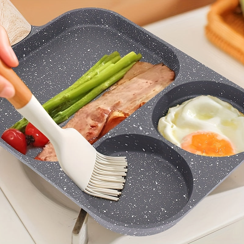 Sartén de aluminio antiadherente 3 en 1 para huevos y panqueques, cocina de inducción a gas, sartén multi-sección para desayuno