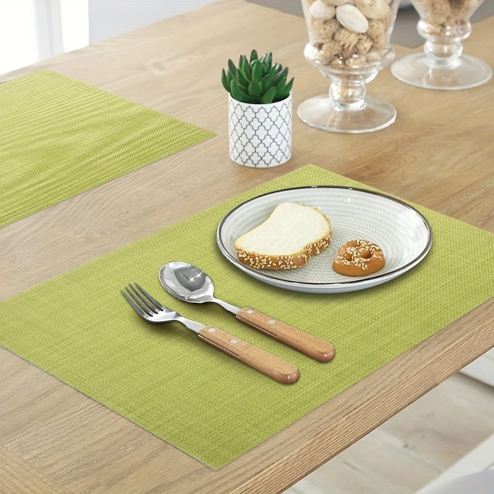8-Pack Washable PVC Square Placemats Indoor Outdoor Bright Finish