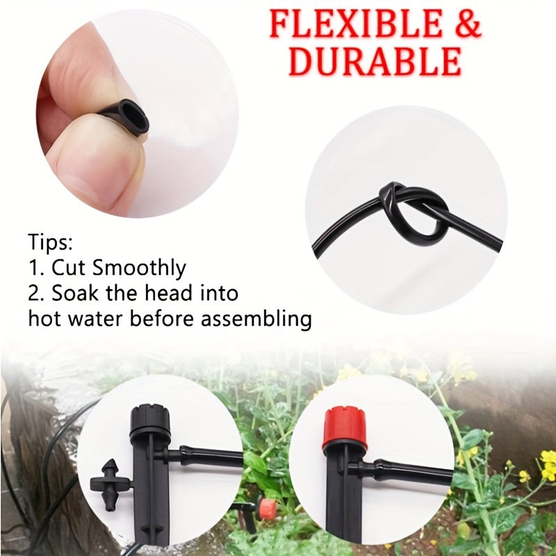 15m 1/4 Inch Garden Drip Irrigation Tubing with 15 Barbed Connectors