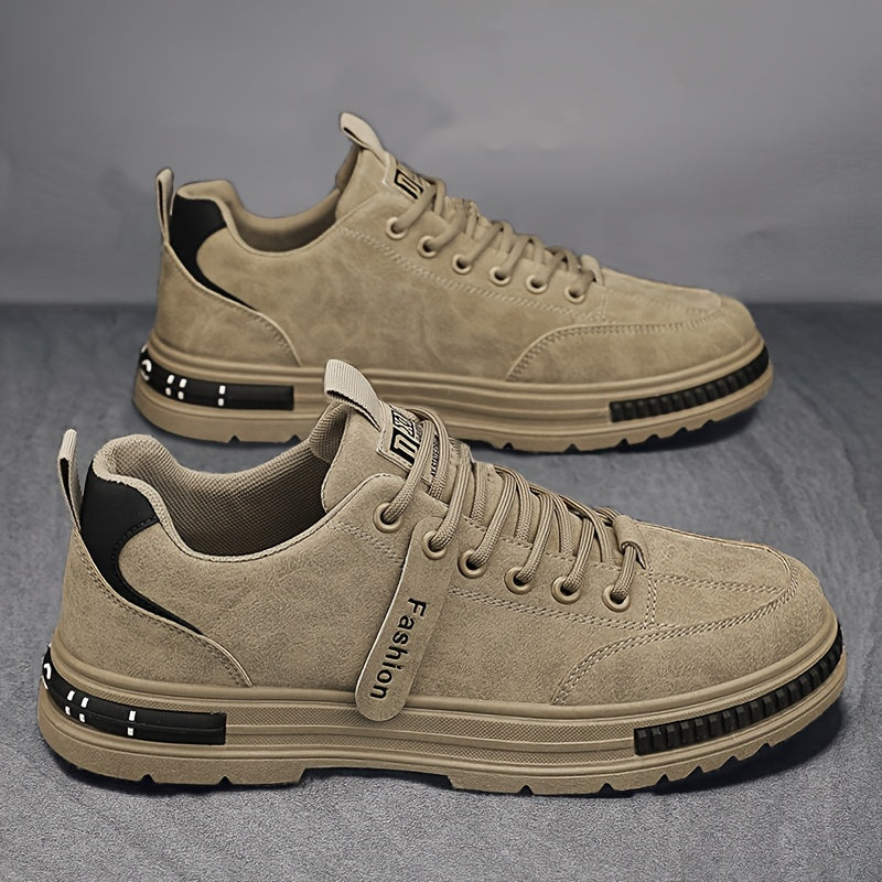 Erkaklar uchun barcha mavsumlarga mo'ljallangan pastki krossovkalar, bir rangli, sirpanmaydigan, mustahkam dizayn, nafas oladigan mato astar, dumaloq barmoq, shoelace yopilishi, sun'iy yuqori qismi, PVC taglik, mato ichki taglik - ikkita uchun mos