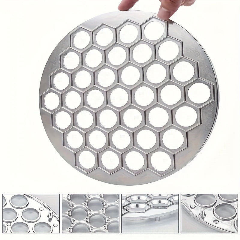 Stainless Steel Dumpling Mold with 37 Hexagonal Cavities 24.99cm Round Ravioli Maker Kitchen Baking Tools