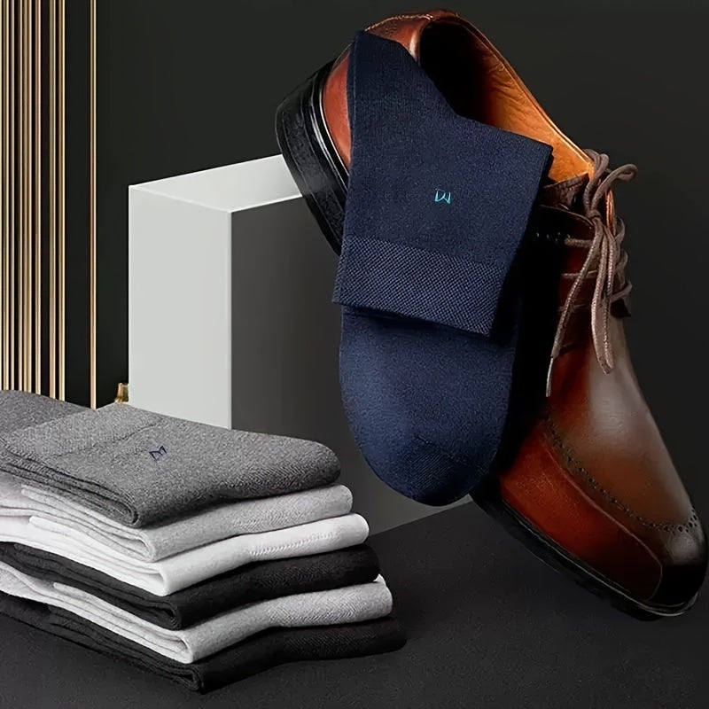 Мужские носки до середины икры, 5 пар, хлопковая смесь, дышащие, повседневные, спортивные