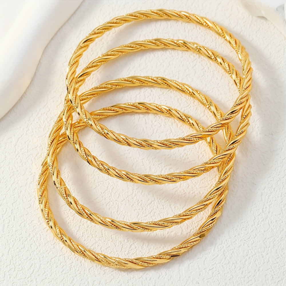 4 dona to'plami, Vintage va Luks uslubi, Ayollar uchun Oltin Burama Arqon Bilaguzuklar to'plami, Har kuni va Maxsus tadbirlar uchun Zamonaviy va Yaratqon Aksessuar.