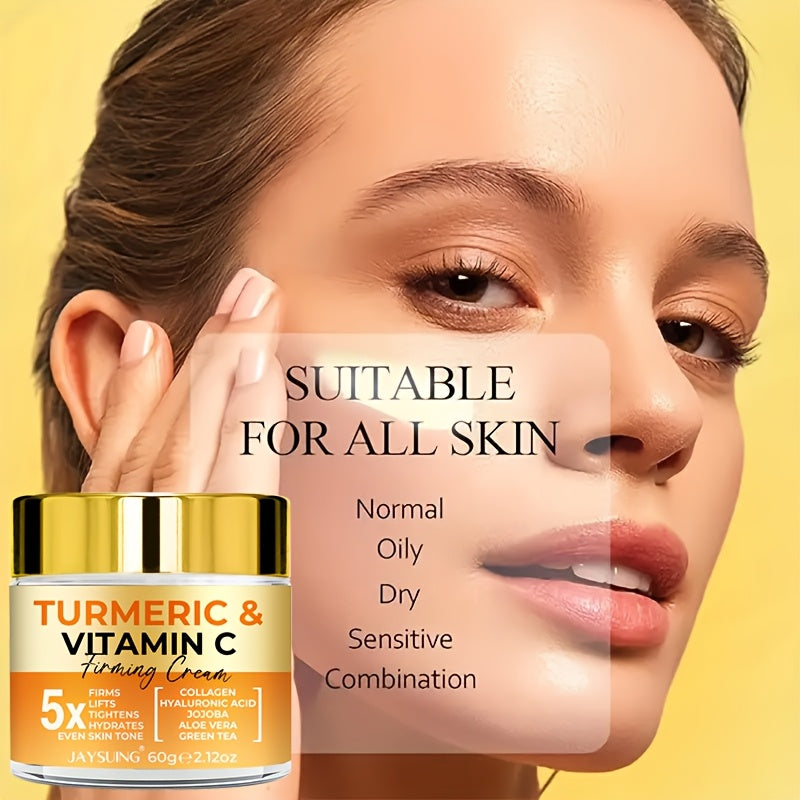 'JAYSUING Zerdeçal va Vitamin C Qattiqlashtiruvchi Kreml - barcha teri turlari uchun uniseks kattalar namlantiruvchi vositasi bo'lib, u gidratatsiya va qattiqlashtirish uchun Gialuron kislotasi, Kollagen, Jojoba, Vitamin E va Retinolni o'z ichiga oladi.