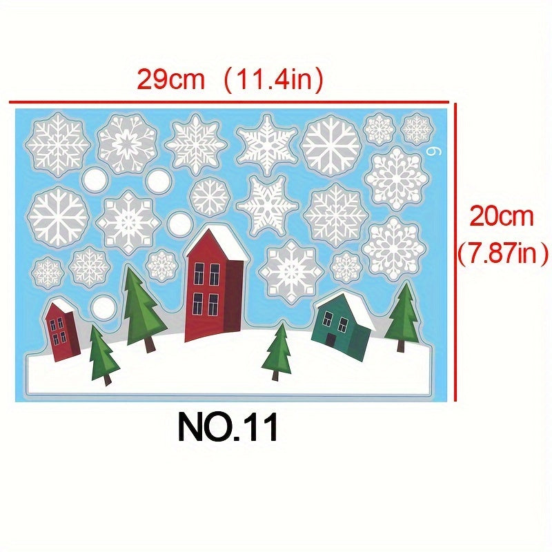 Christmas Window Clings Set with Snowflake and Santa Designs for Holiday Decor