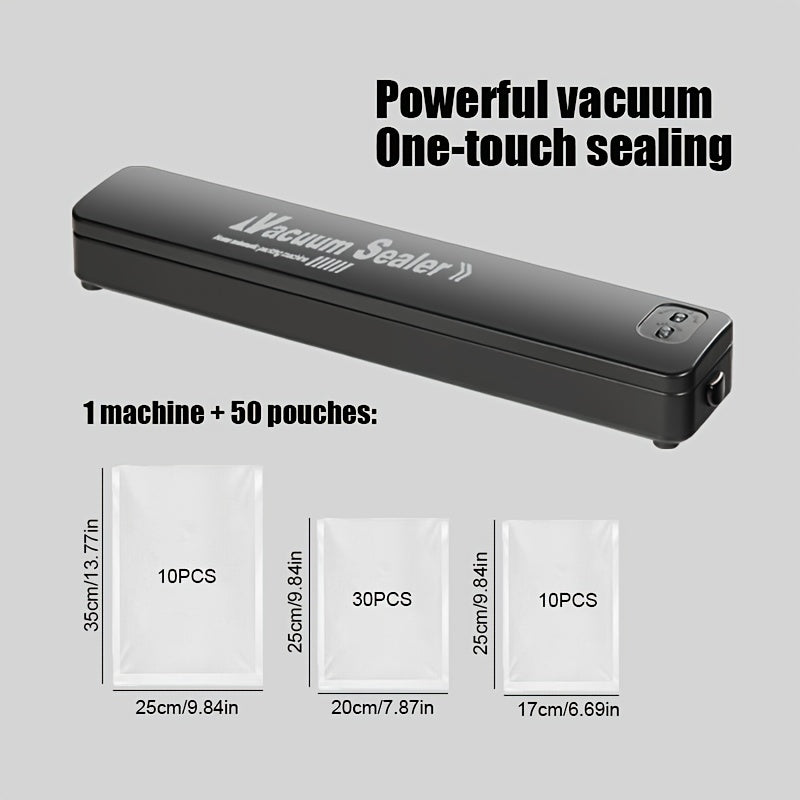 Avtomatik vakuum yopish mashinasi, sous vide funksiyasi bilan, 50 ta yopish paketlari bilan