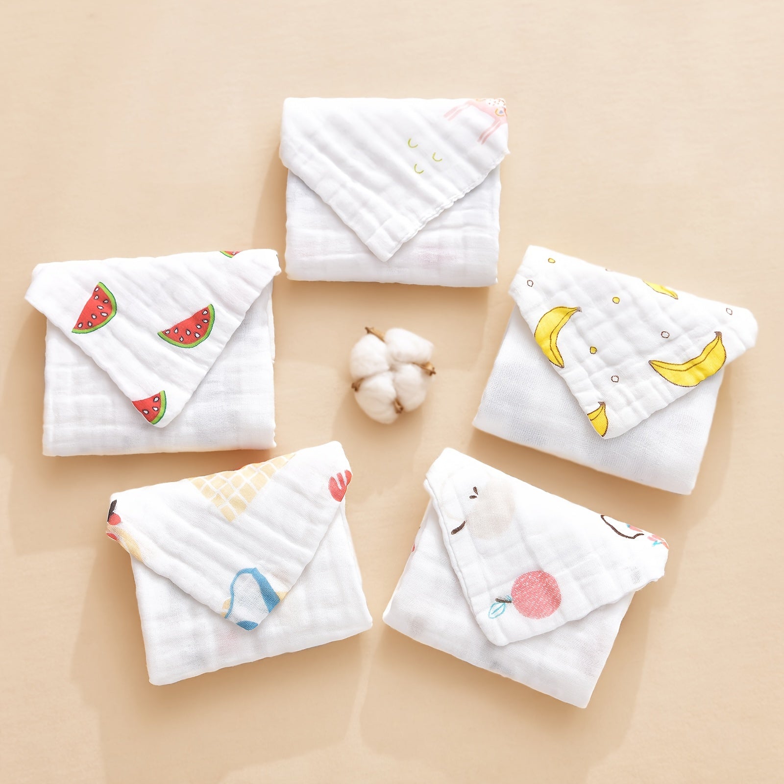 Set of 4 Cotton Baby Towels 23x23cm for Bathing Feeding Wiping and Burping