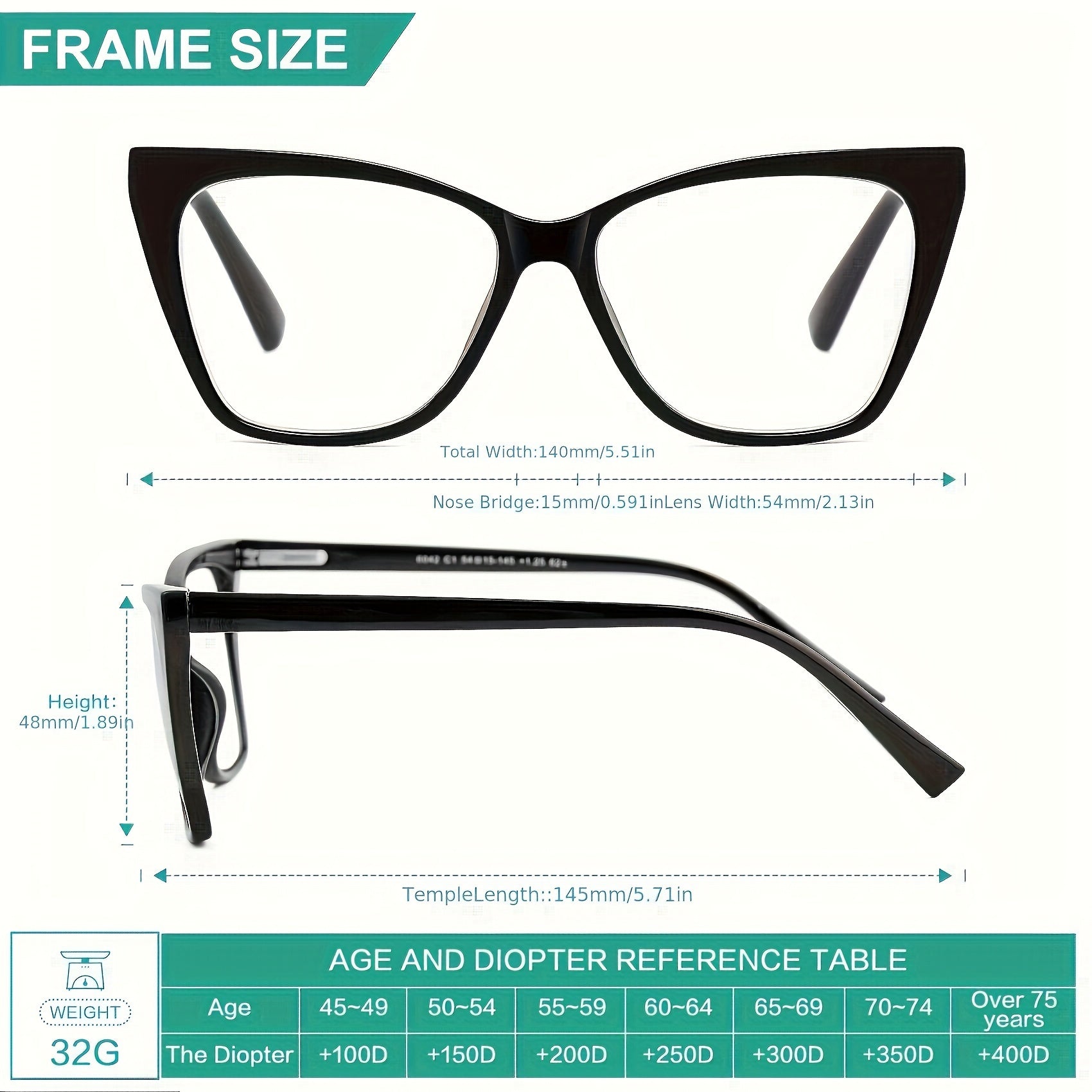 Retro Cat Eye Reading Glasses for Women with Computer Presbyopic Lenses +1.0 to +4.0