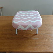 Pink and White Herringbone Foldable Ironing Board with Compact Surface
