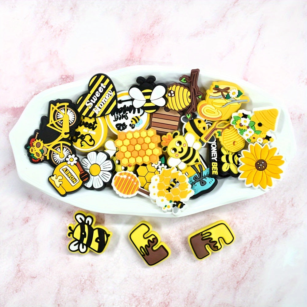 25Pcs Cute Insect Shoe Charms Set Bee Honeycomb Decor for Sandals and Garden Shoes