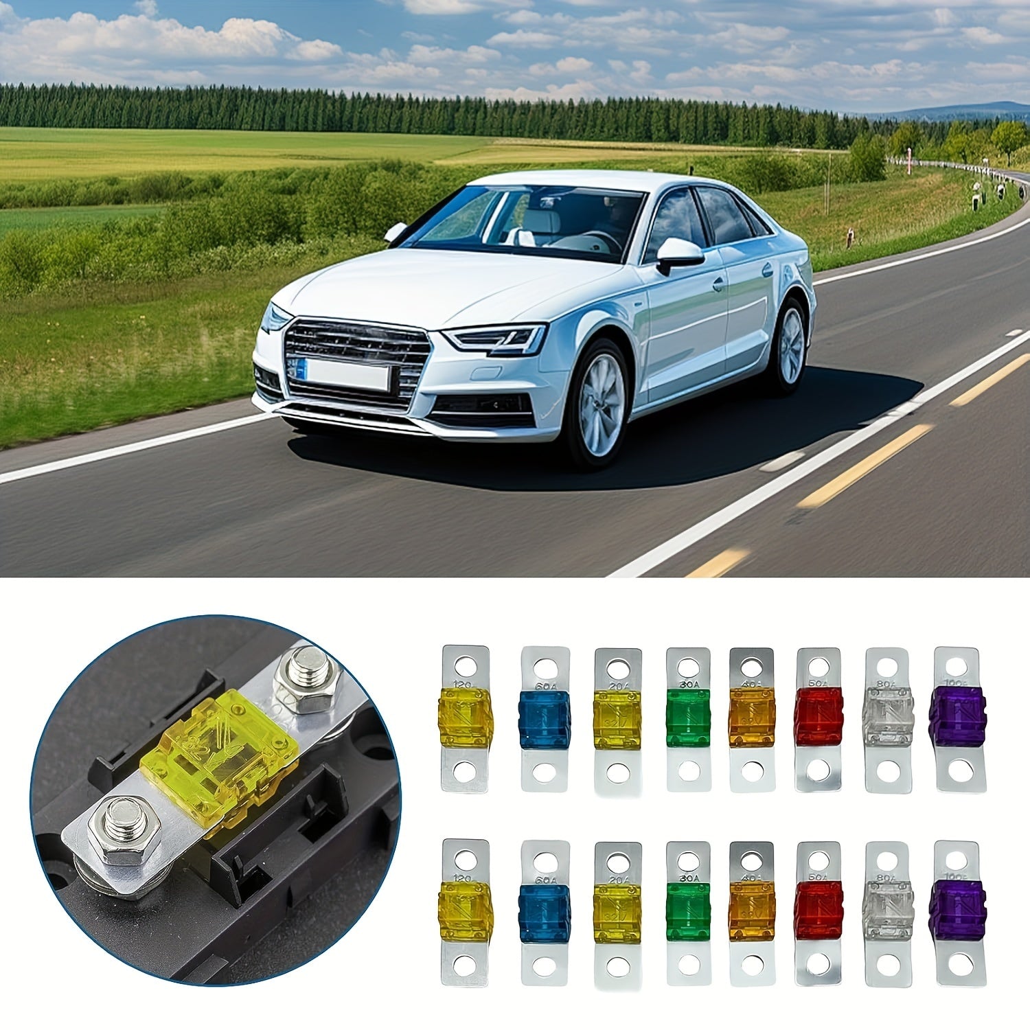 Pack of 16 High Current Auto Fuses 32V 20-120Amp for Cars Trucks