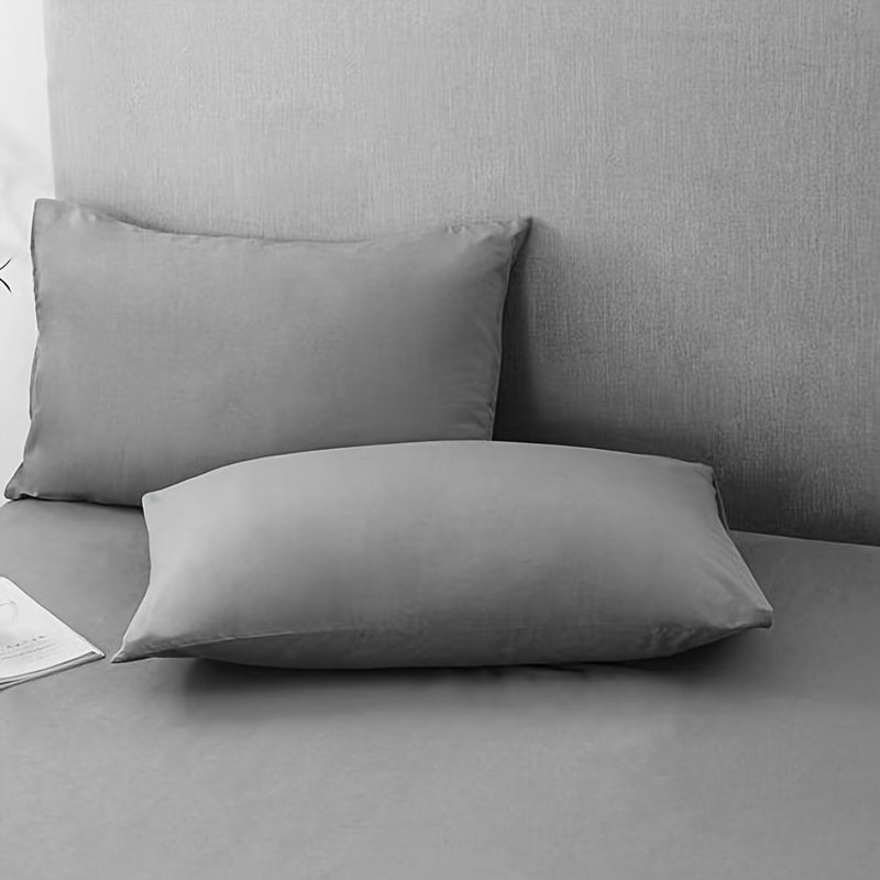 Set of 2 Solid Color Pillowcases in White Gray Navy Blue Soft Breathable Fabric