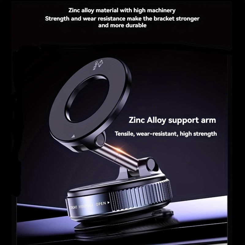 Magnit telefon uchun tutgich Alyuminiy alloy 360° buriladigan vakuum yopishqoq avtomobil paneli