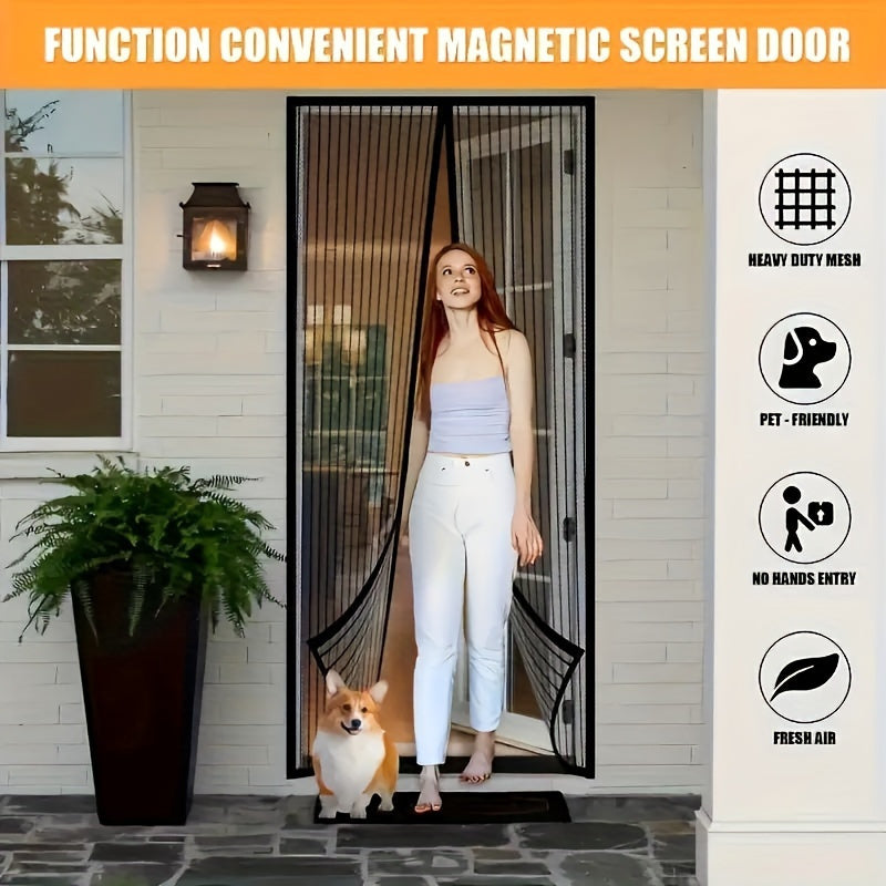 Magnetic Screen Door 91.44x208.28 cm Mosquito-Proof Pet-Friendly Hands-Free Closure