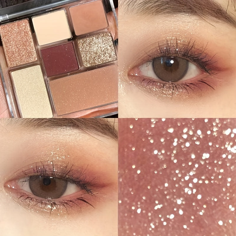 7-Color Eyeshadow Palette Matte and Shimmery Blue Brown Contouring