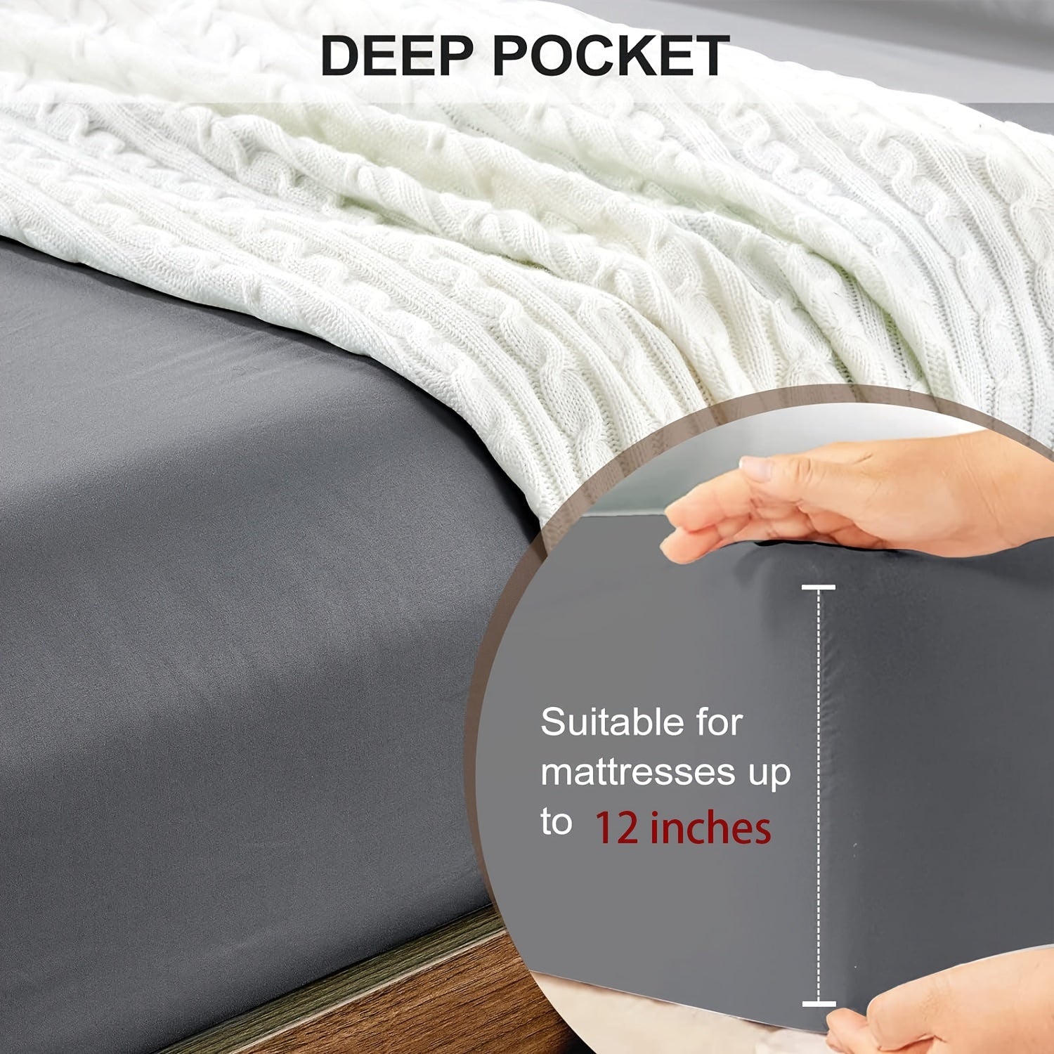 Fitted Sheet Microfiber Deep Pocket Breathable Hypoallergenic Wrinkle-Resistant