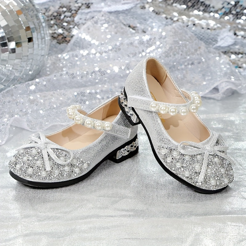 Kids Girls Summer Crystal Princess Shoes Soft Soles Casual Fashion with Bow