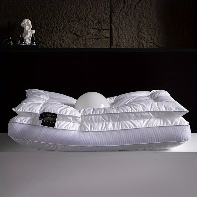 Одна двуслойная, трехмерная подушка для поддержания, обеспечивающая максимальный комфорт и поддержку, идеально подходит для расслабления и защиты шеи. Идеально для использования дома или в отелях, обеспечивая роскошный и приятный опыт.