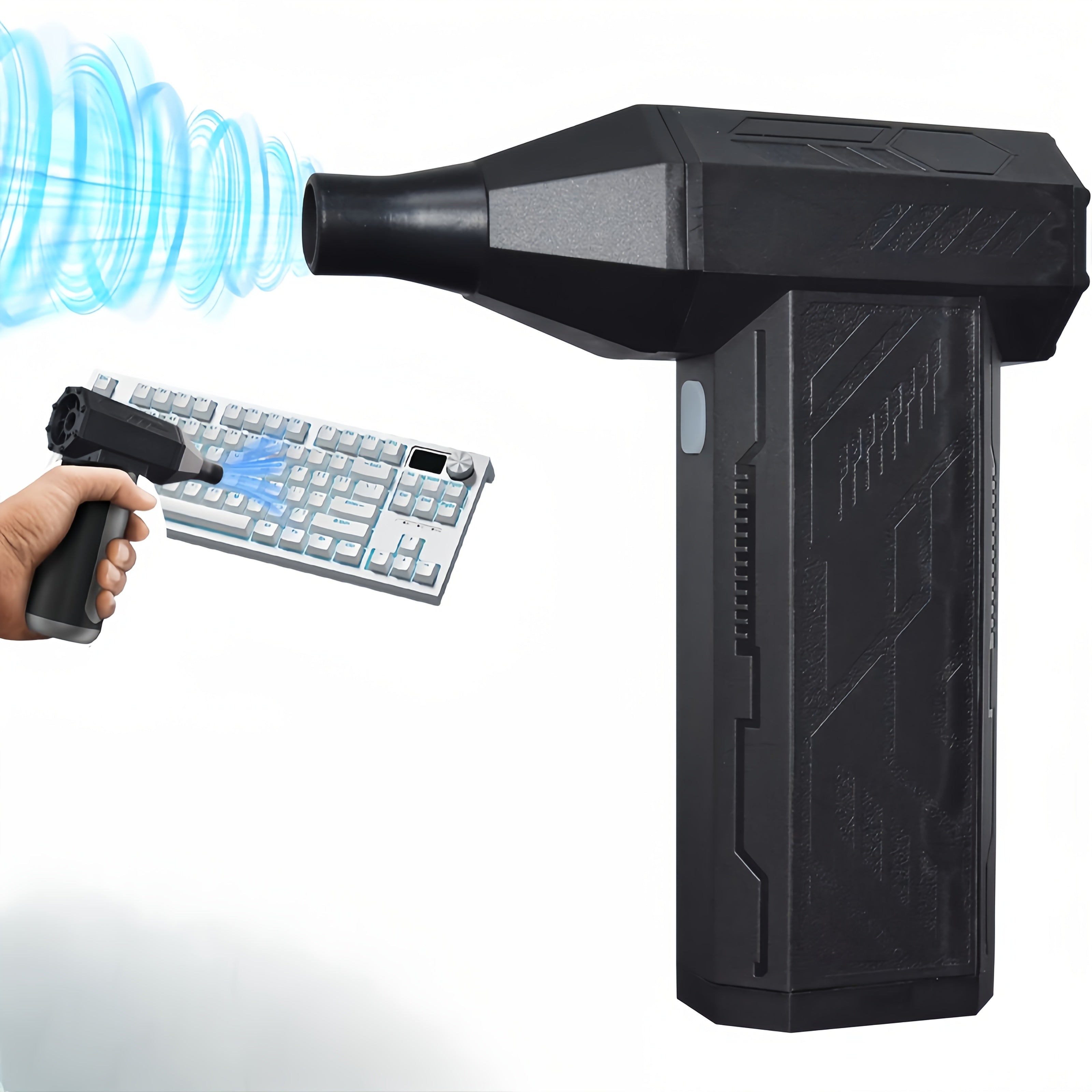 Портативный ручной вентилятор с аккумулятором, турбо высокой скорости, бесщеточный мотор, регулируемый поток воздуха