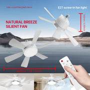 40W White Ceiling Fan Light with Remote Control 51.99cm E26/E27 Dimmable 3-Speed with Memory