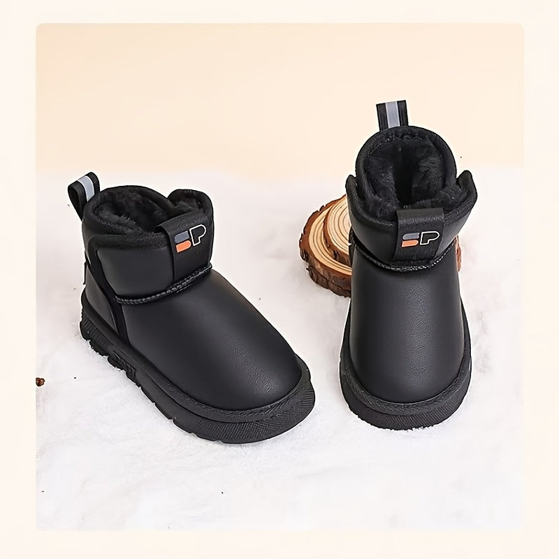 Boys Winter Snow Boots Plaid Microfiber Leather Insulated Casual Outdoor