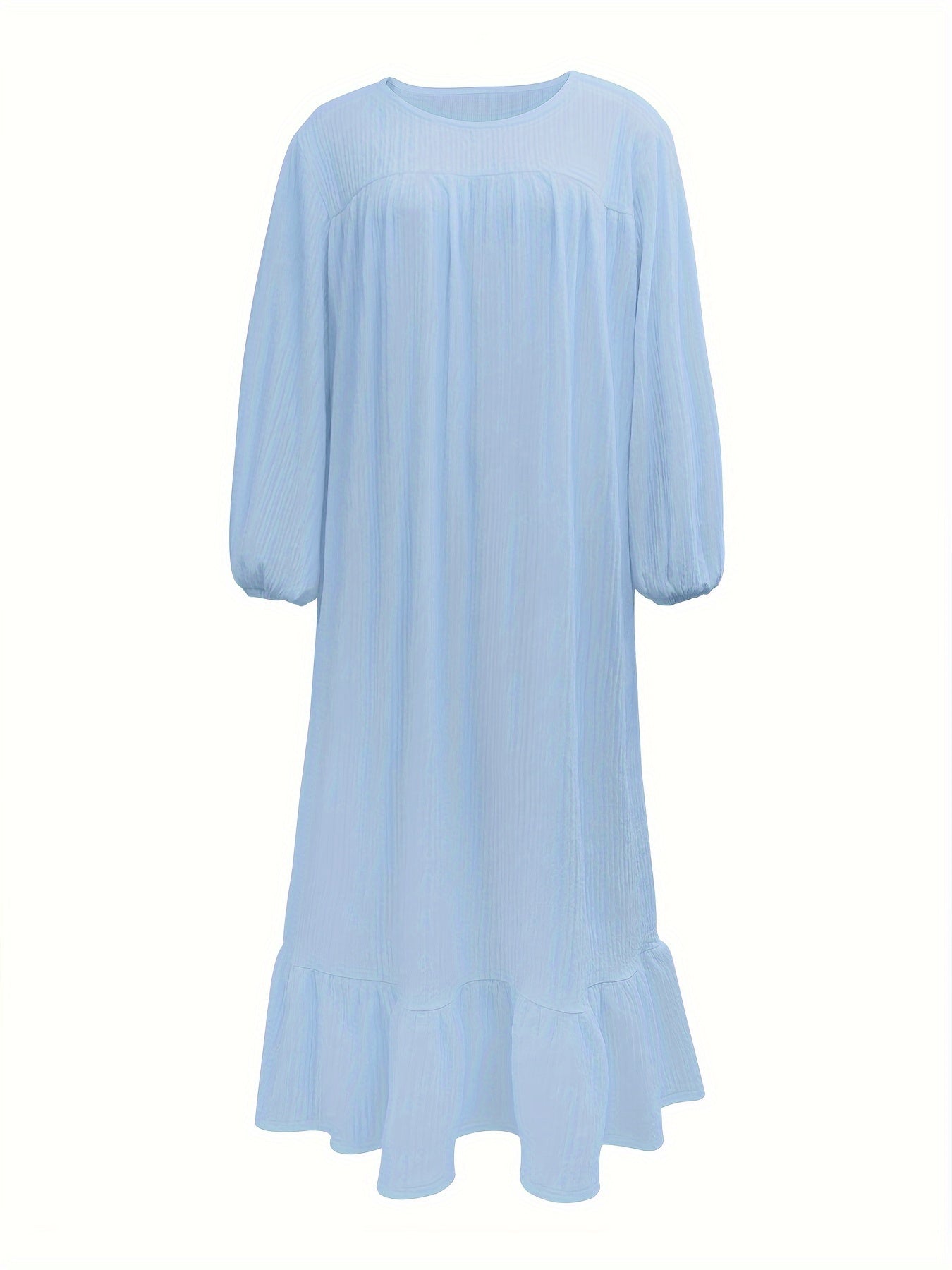 Green Vintage-Inspired Ruffle Hem Dress with Stretch Polyester for Spring and Fall