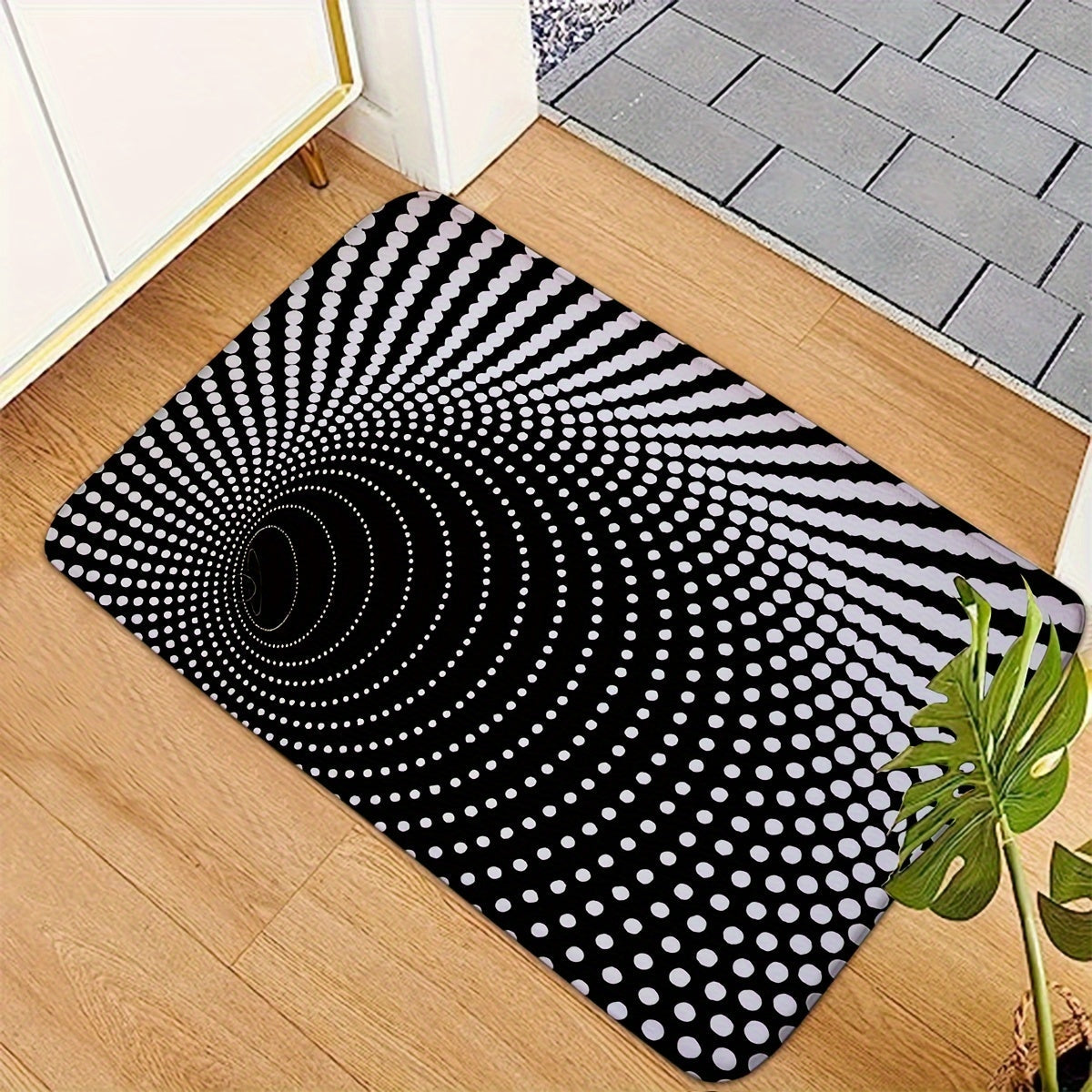 Rectangular Welcome Mat Non-Slip 3D Black Hole Pattern Indoor Outdoor