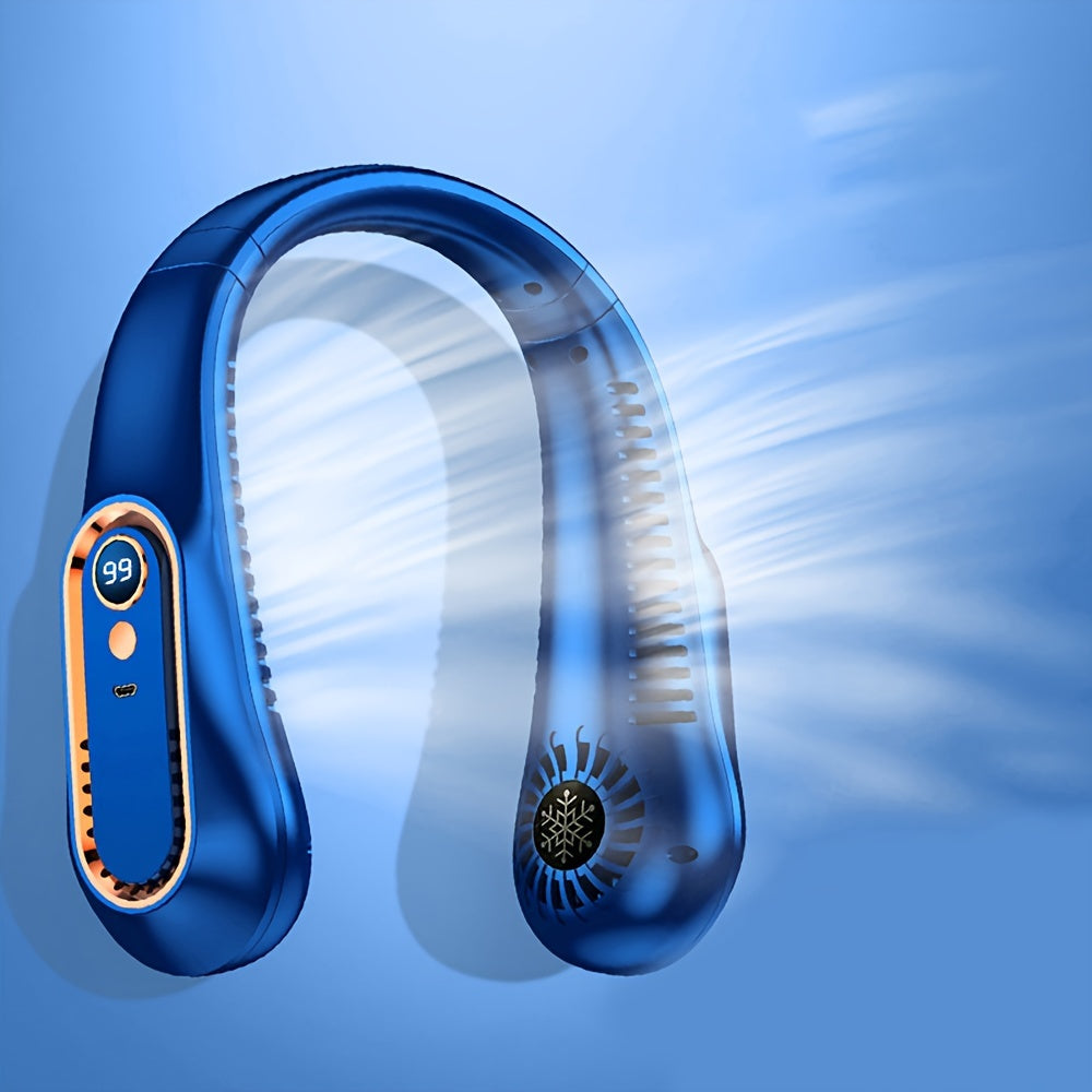 Portable Mini Neck Fan USB Rechargeable 5-Speed Adjustable Safe Comfortable for Office Sports Outdoor