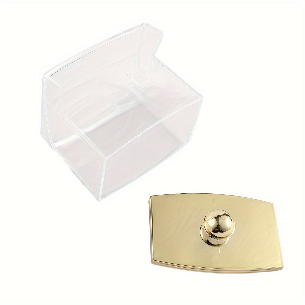 Bathroom Storage Organizer Set with 1/3 Qtips Container and Gold-Lidded 10 oz Ball Holder