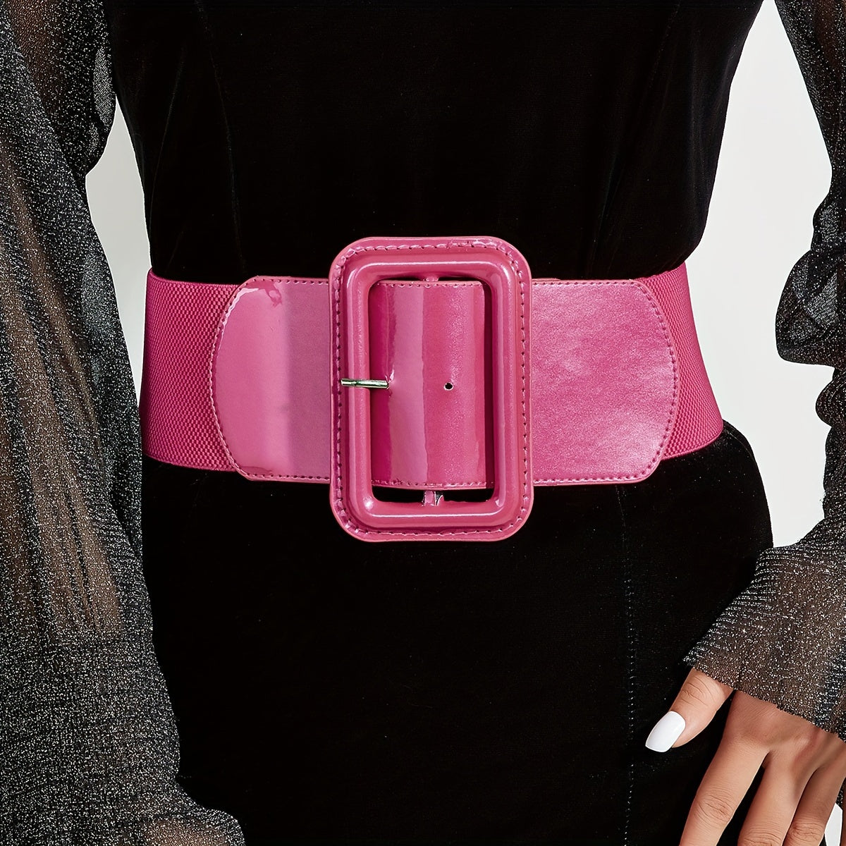 Vintage Wide Belt with Rectangle Pin Buckle for Casual Wear Waistband Dress Coat Decoration