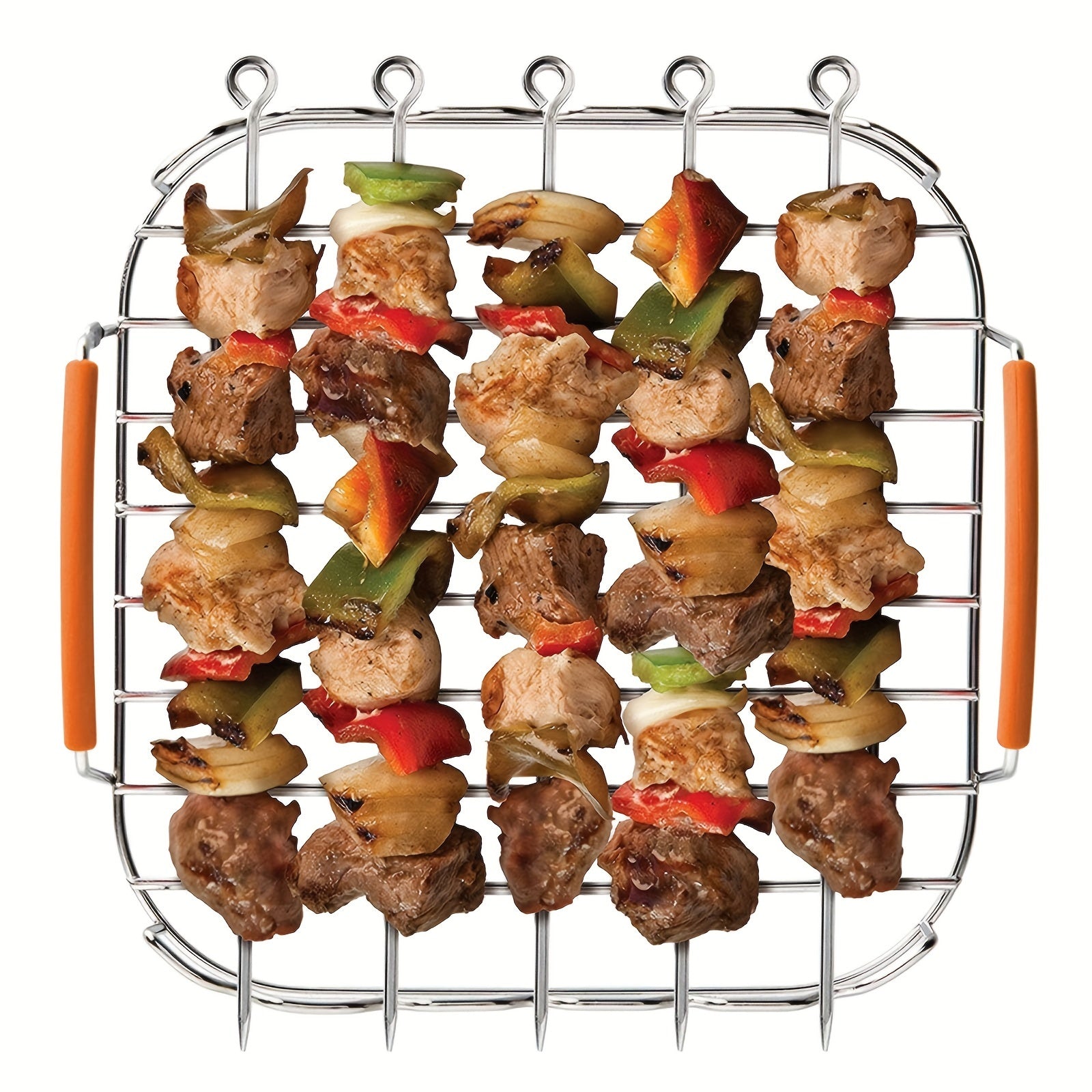 Stainless Steel Air Fryer Rack with 5 Skewers for Grilling Roasting and BBQ