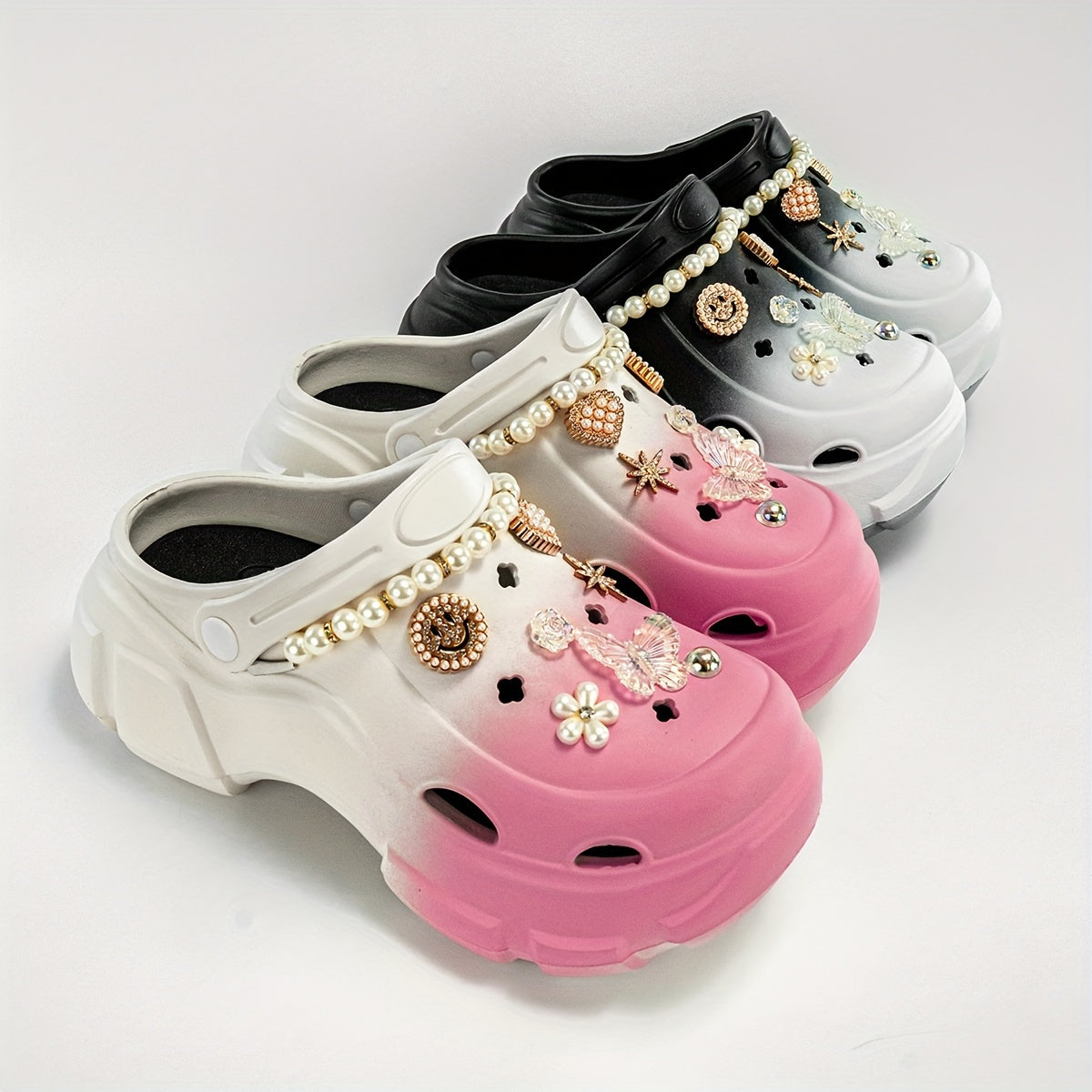 Women’s EVA Platform Sandals with Cartoon Pearl Butterfly Design